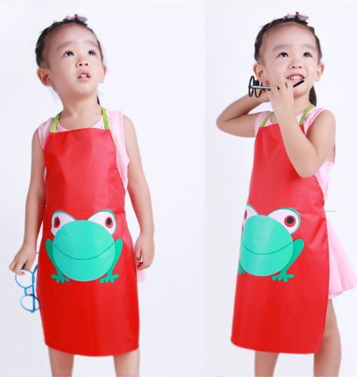 New Age Devi - Kinder keukenschort | kikker |makkelijk afwasbaar | kliederschort